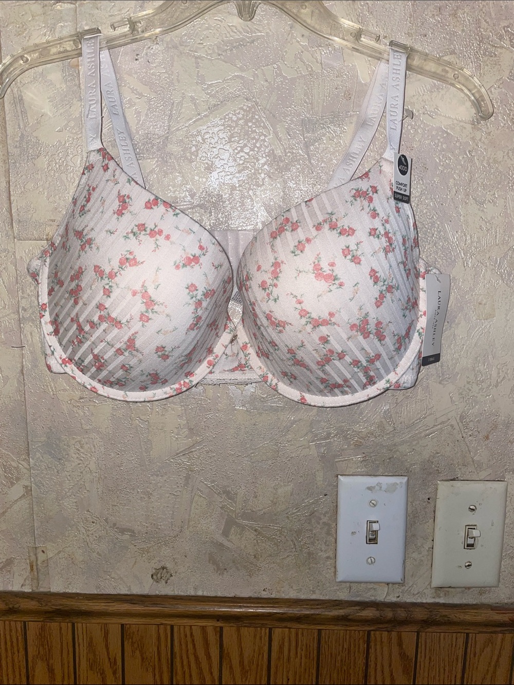 Pink & green floral Laura Ashley bra (40DD)(nwt)
